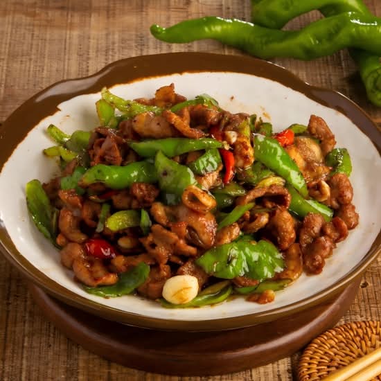 辣椒炒肉 Stir-Fried Pork with Green Chili Peppers